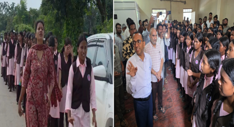 Schoolgirls march on foot from school to the Collectorate; anger erupts over the dismal state of the hostel